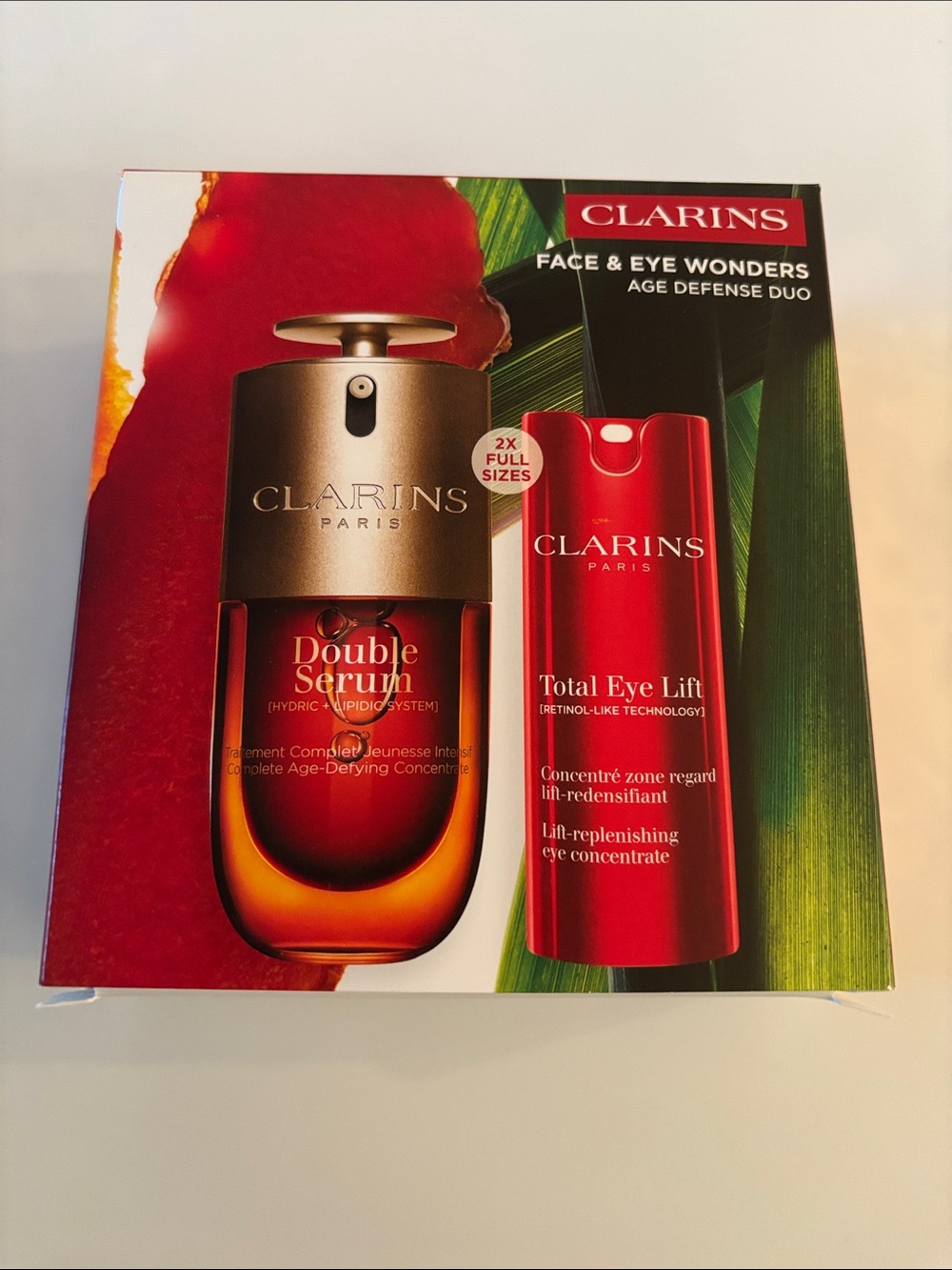 Clarins Face & Eye Duo in Red and Gold Packaging